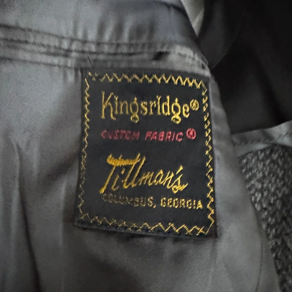 Kingsridge Blazer Mens 38R Grey Herringbone Striped Vintage Wool Sport Coat